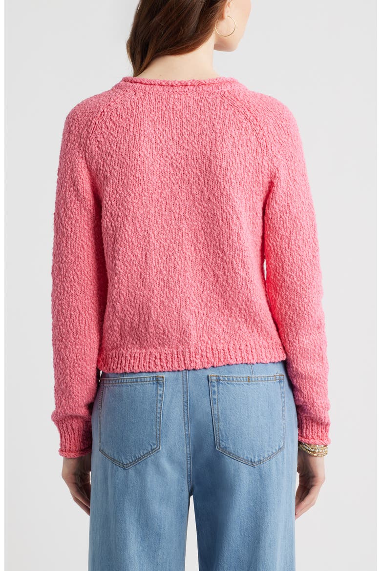 Fitted Textured Cotton Cardigan, Alternate, color, PINK LEMONADE