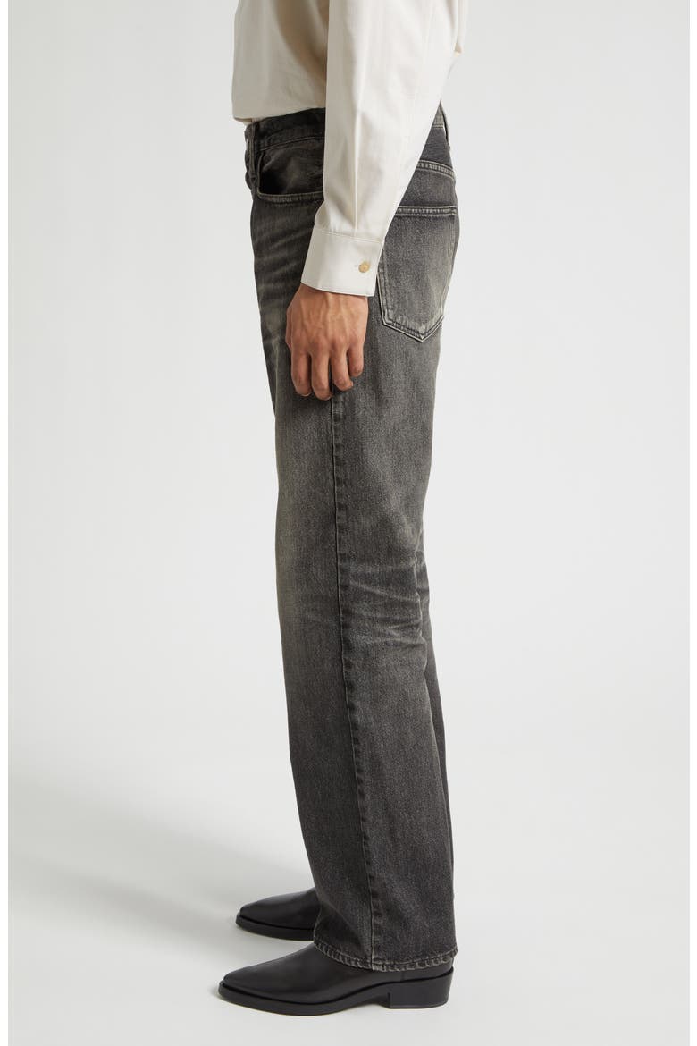 Five-Pocket Straight Leg Jeans, Alternate, color, WORN BLACK WORN BLACK