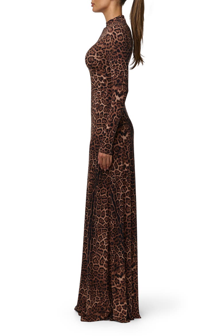 Leopard Print Long Sleeve Maxi Dress, Alternate, color, BROWN LEOPARD