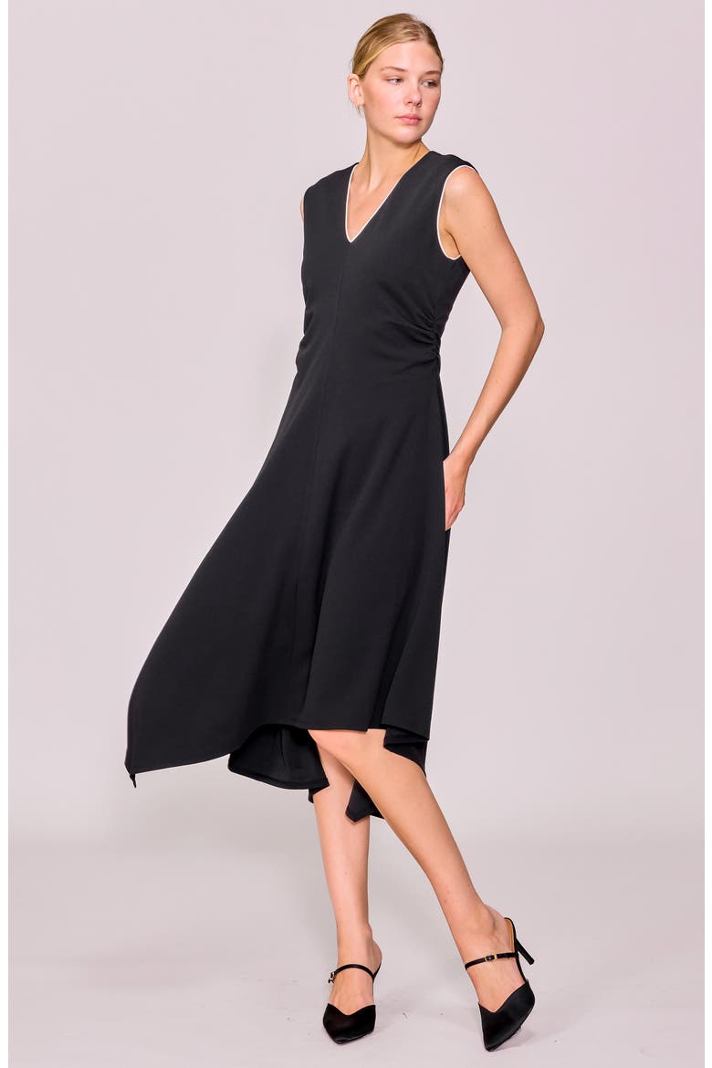 Side Ruched Asymmetric Dress, Alternate, color, BLACK
