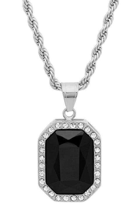 Simulated Onyx Pendant Necklace