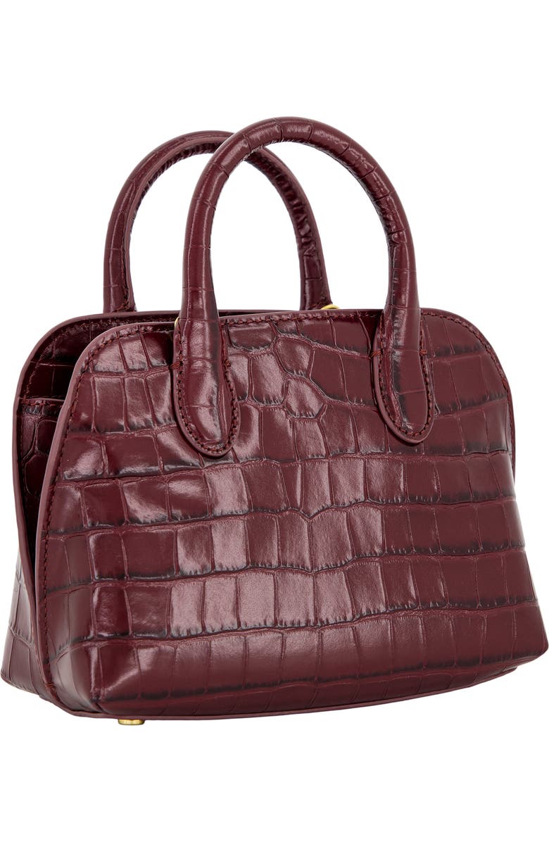 Vince Mini Delphine Croc Embossed Leather Top Handle Bag, Alternate, color, Bordeaux