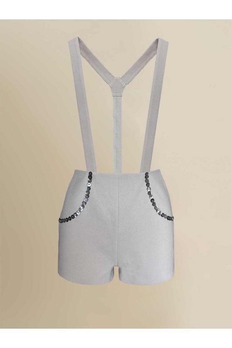 Ginny Tailored Mid-Rise Removable Suspender Shorts, Main, color, Grey