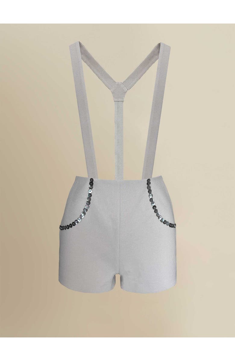 Contessa Mills Ginny Tailored Mid-Rise Removable Suspender Shorts, Main, color, Grey