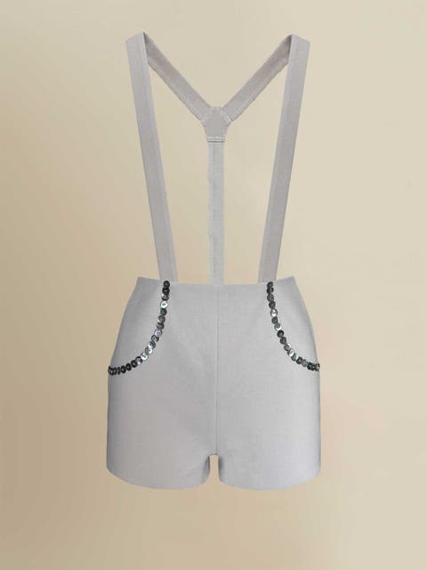 Ginny Tailored Mid-Rise Removable Suspender Shorts