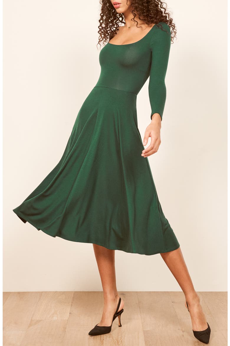 Lou Midi Dress, Alternate, color, EMERALD