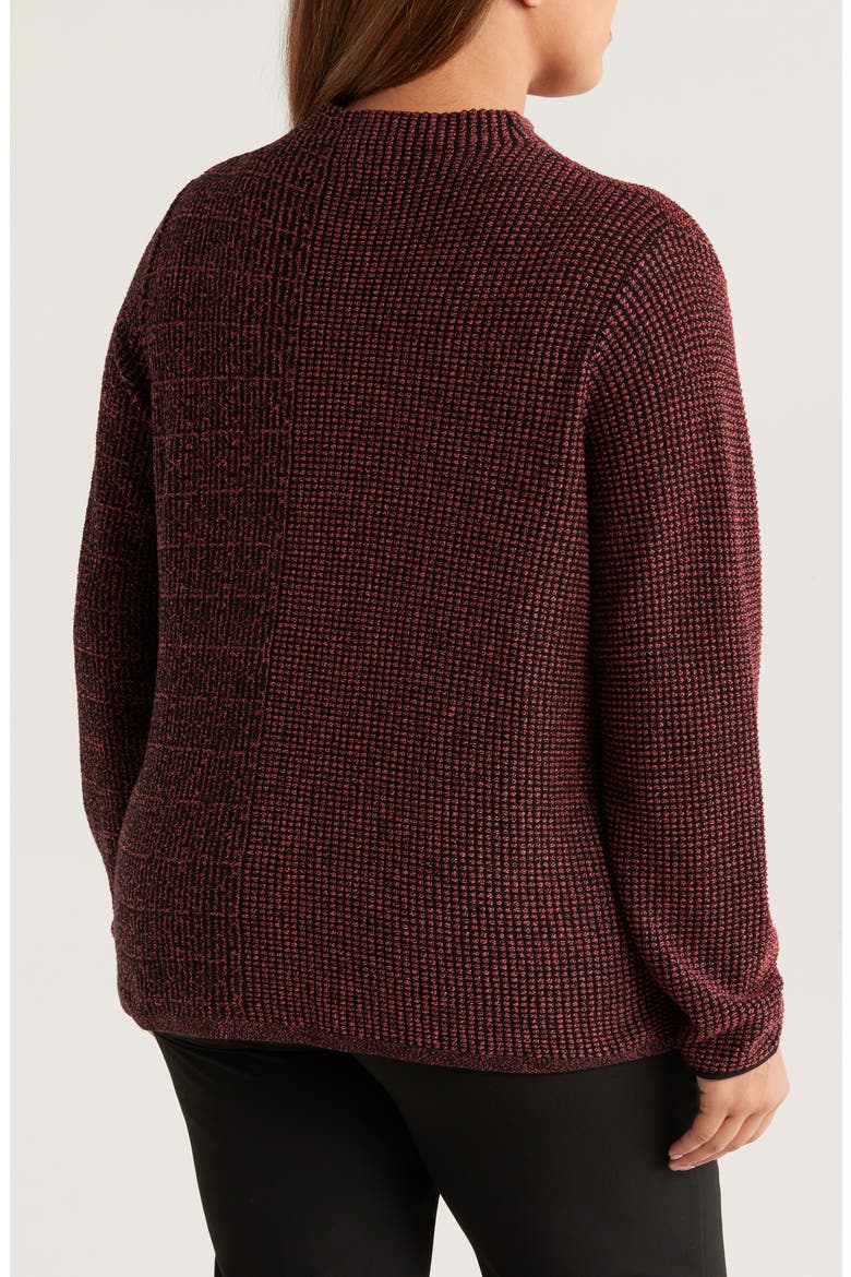 Pixel Knit Funnel Neck Sweater, Alternate, color, RED MIX