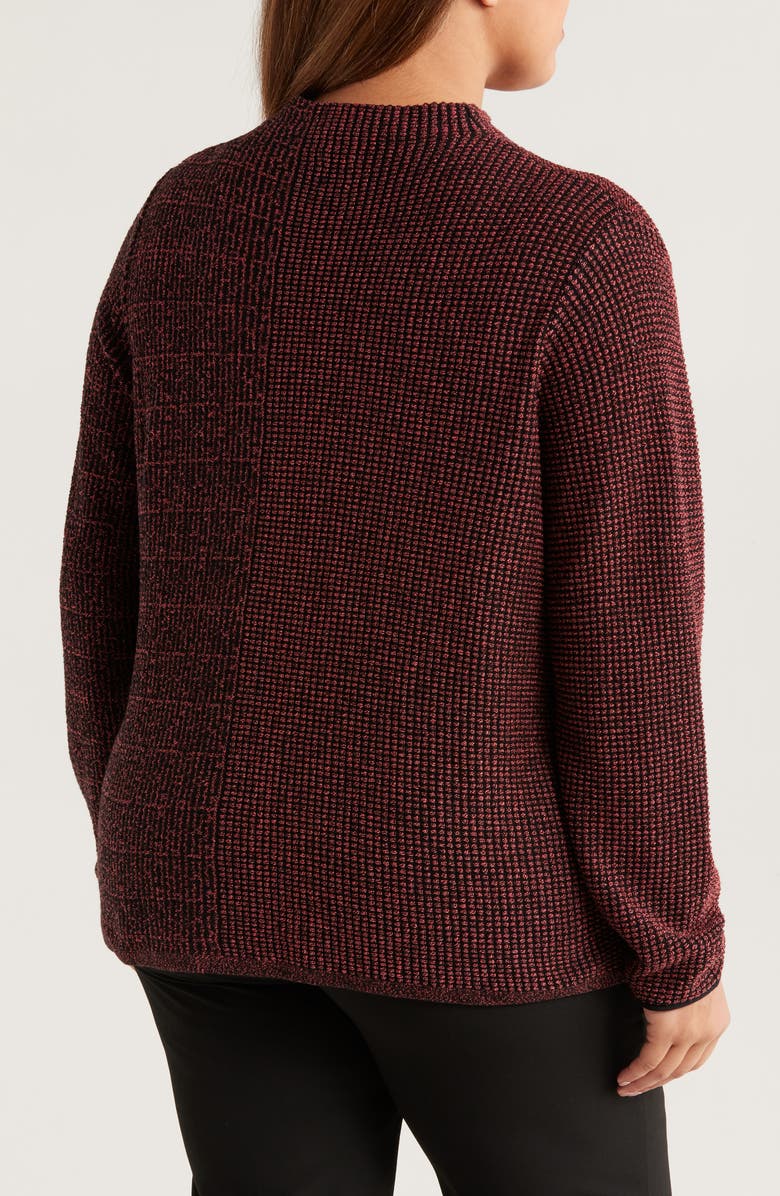 NIC+ZOE Pixel Knit Funnel Neck Sweater, Alternate, color, Red Mix