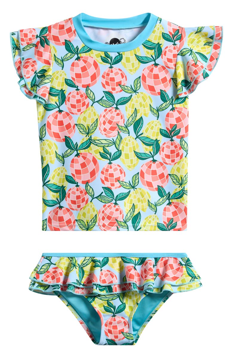 Boardies Kids' Citrus Disco Two-Piece Rashguard Swimsuit, Main, color,