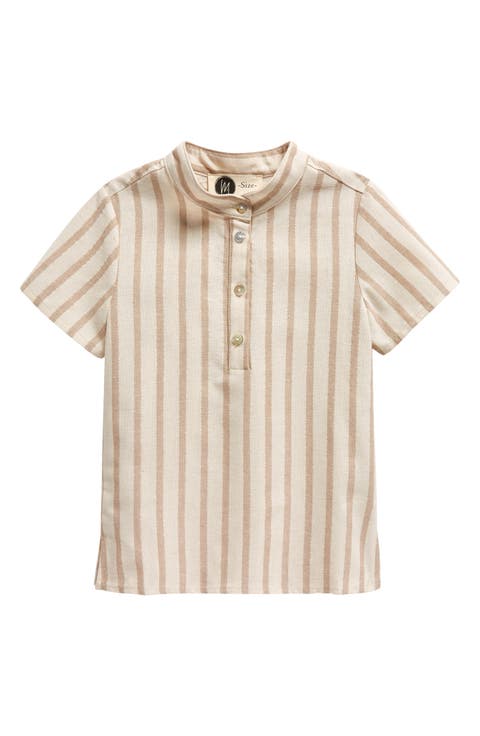 Kids' Stripe Stretch Cotton Band Collar Henley (Toddler)