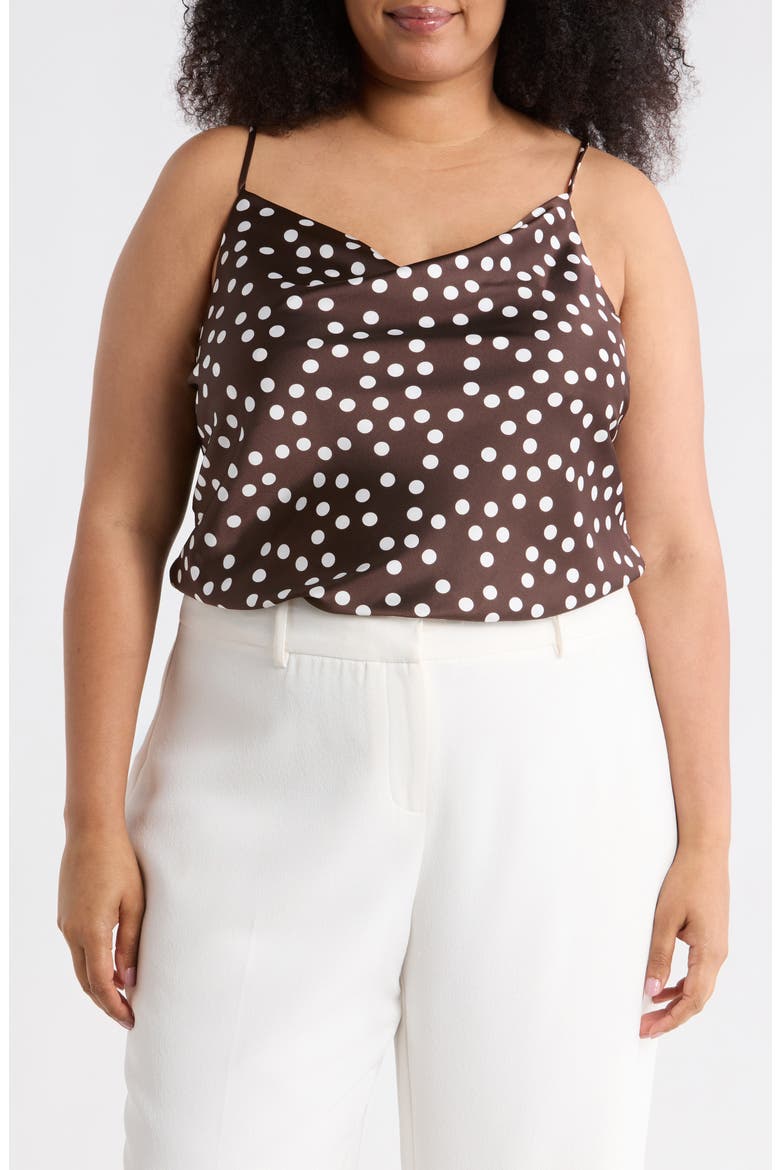 Cowl Neck Satin Camisole, Main, color, BROWN