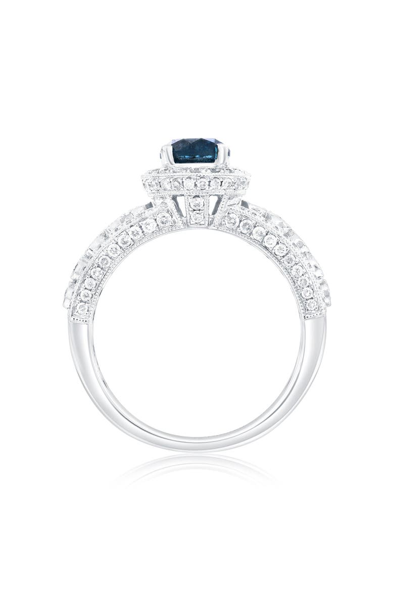 14K White Gold 1.00ct Blue Diamond & 0.77cttw Diamond Ring, Alternate, color, White Gold