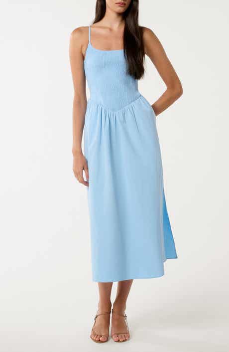 Ever New Dylan Shirred Cotton Fit & Flare Midi Dress