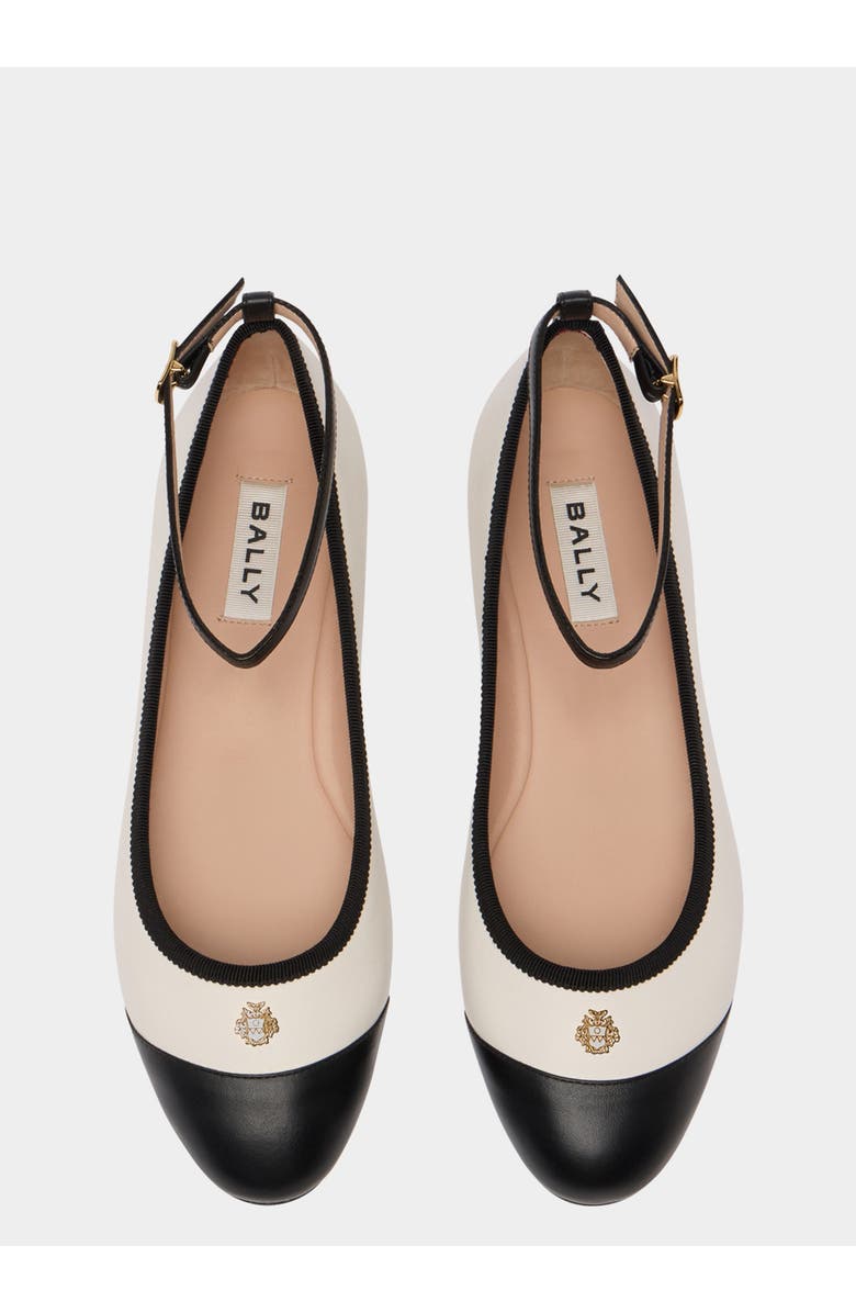 Bally Ysla Ballet Flat in Calf Leather, Alternate, color, White