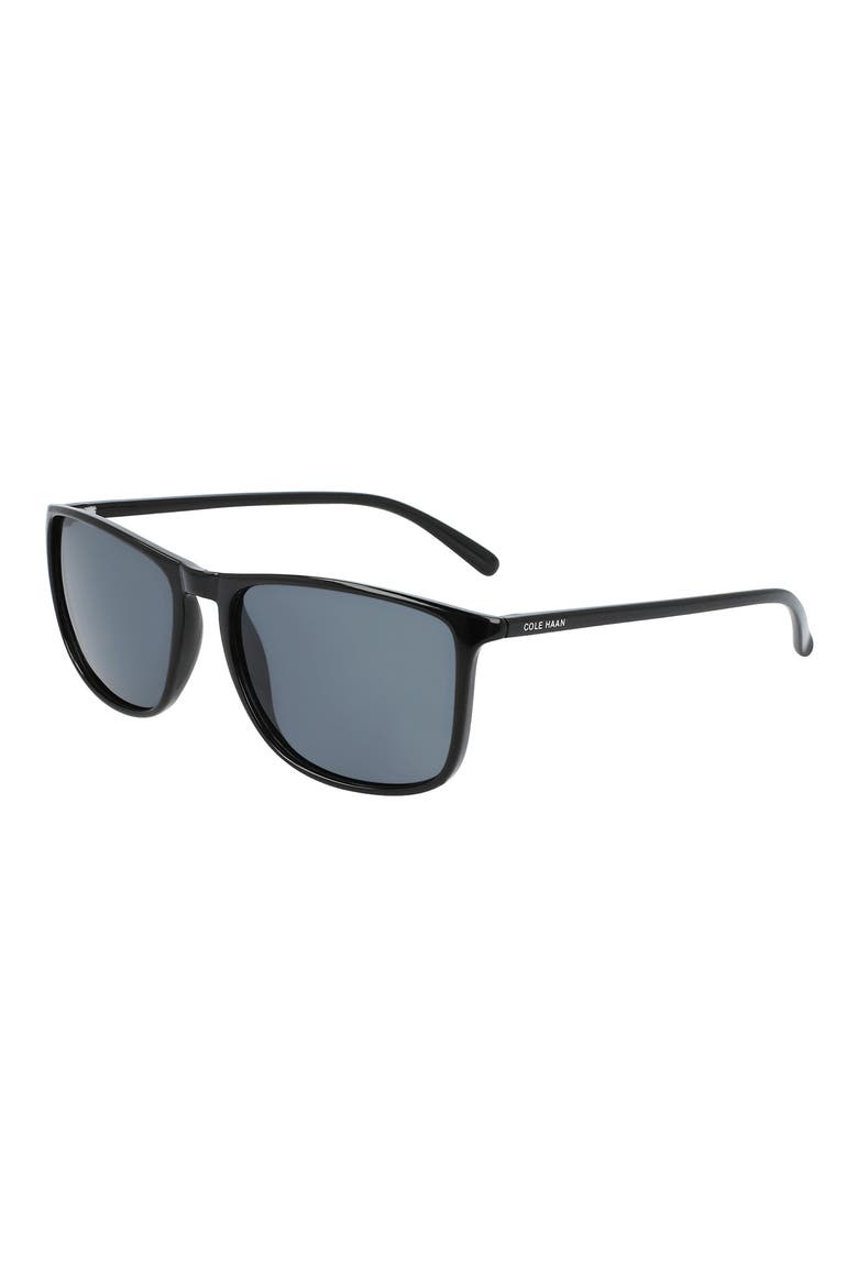 56mm Polarized Square Sunglasses, Alternate, color, BLACK