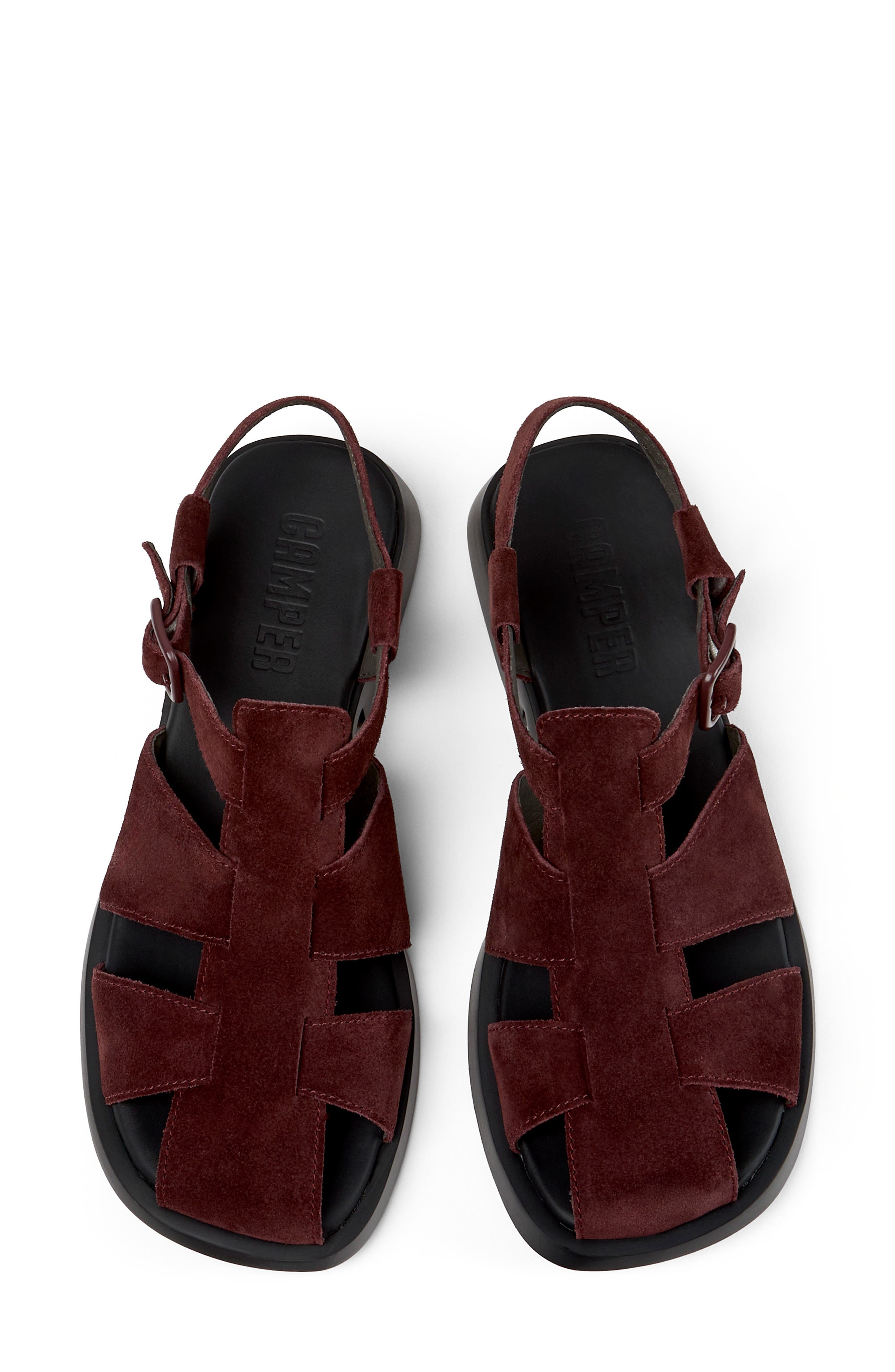 Camper Dana Fisherman Sandal, Alternate, color, Burgundy