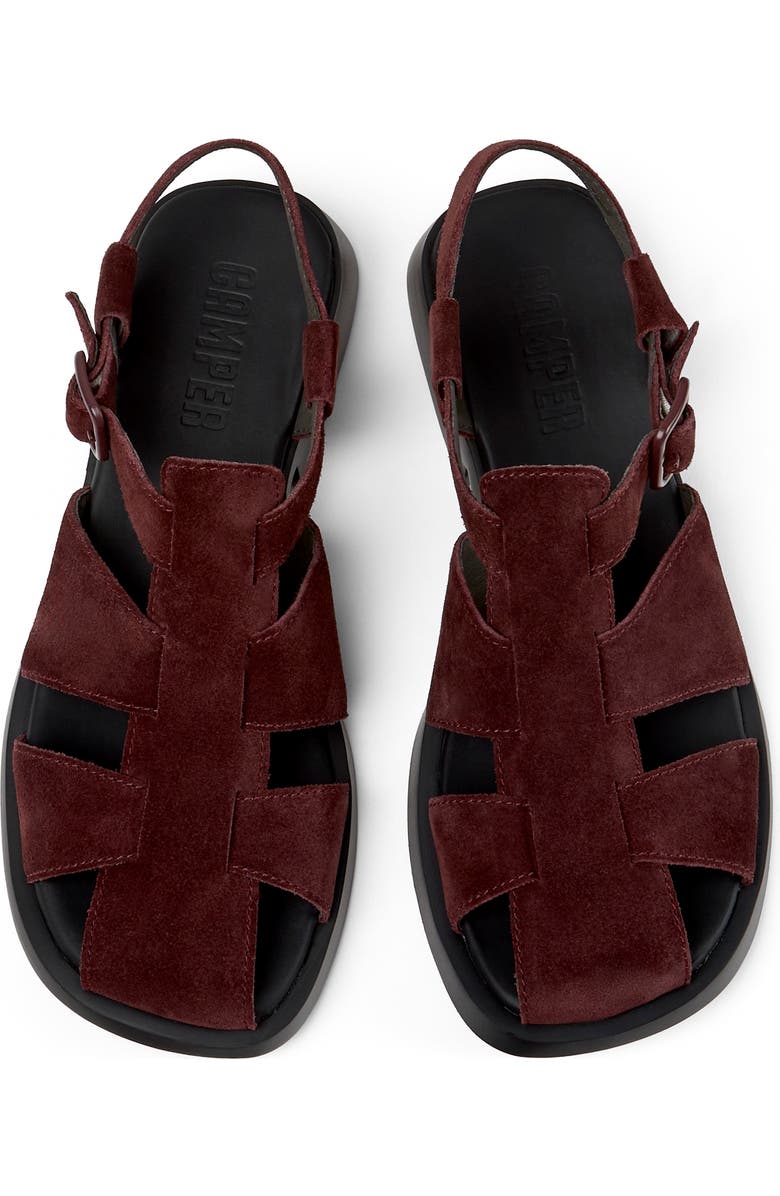 Camper Dana Fisherman Sandal, Alternate, color, Burgundy