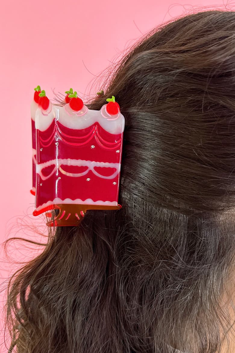 Quinceanera Dark Cherry Cake Hair Claw, Alternate, color, Red
