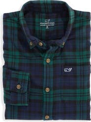 vineyard vines Kids' Blackwatch Plaid Cotton Flannel Button Shirt