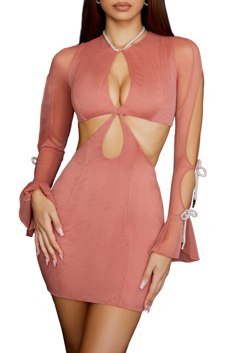 HOUSE OF CB Miranda Cutout Long Sleeve Dress, Alternate, color, 