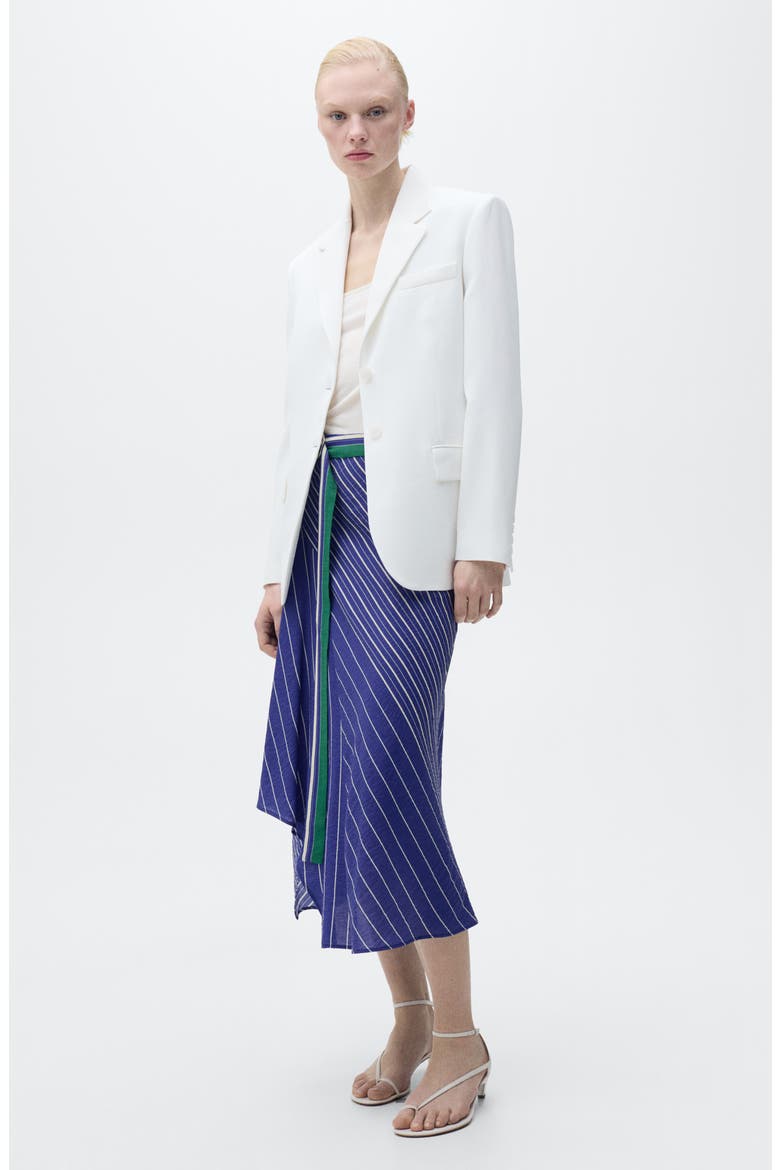 Stripe Belted Asymmetric Midi Skirt, Alternate, color, BLUE