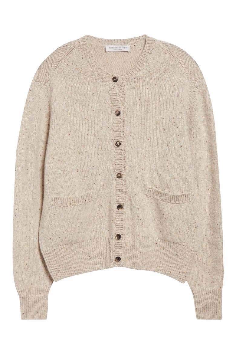 Donegal Cashmere Crewneck Cardigan, Alternate, color, CREAM DUN DONEGAL