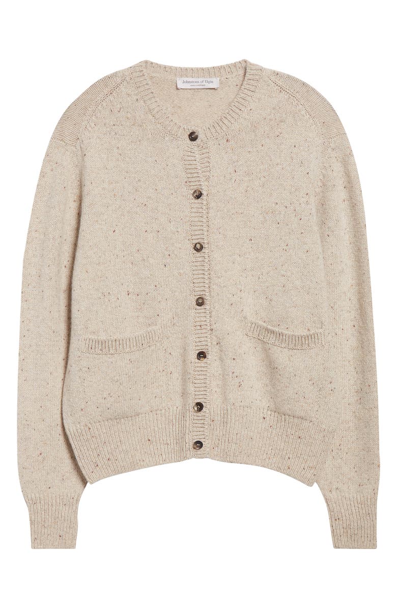 Johnstons of Elgin Donegal Cashmere Crewneck Cardigan, Alternate, color, Cream Dun Donegal
