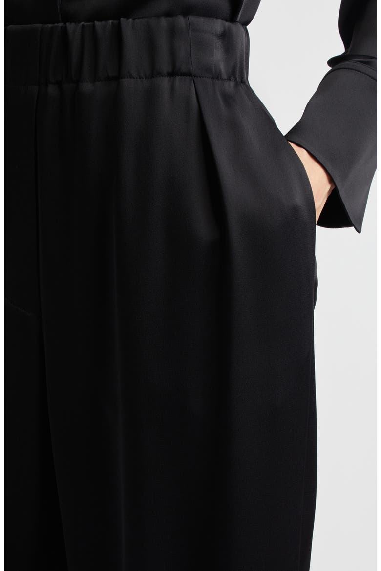 Pleated Satin Wide Leg Pants, Alternate, color, BLACK