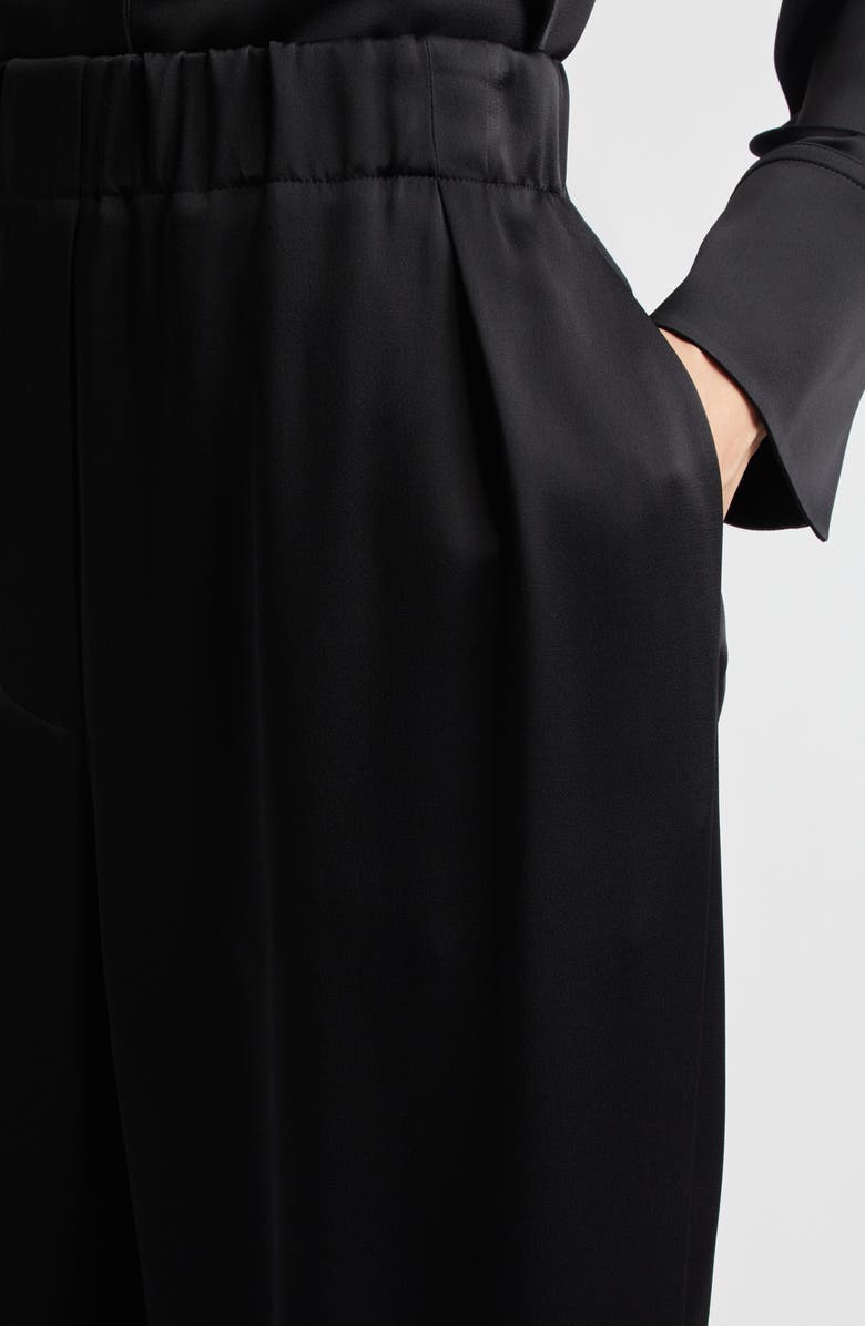 Jil Sander Pleated Satin Wide Leg Pants, Alternate, color, Black