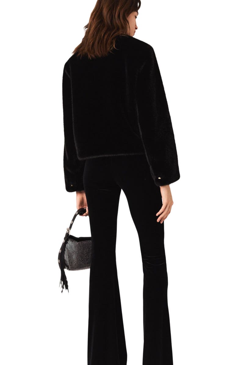 maje Stretch velour trousers, Alternate, color, Black