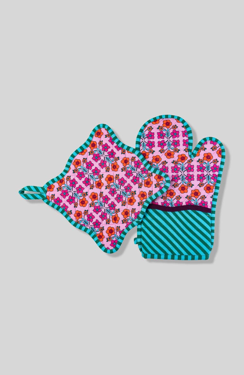 Furbish Light Pink Pot Holder & Oven Mitt, Main, color, 