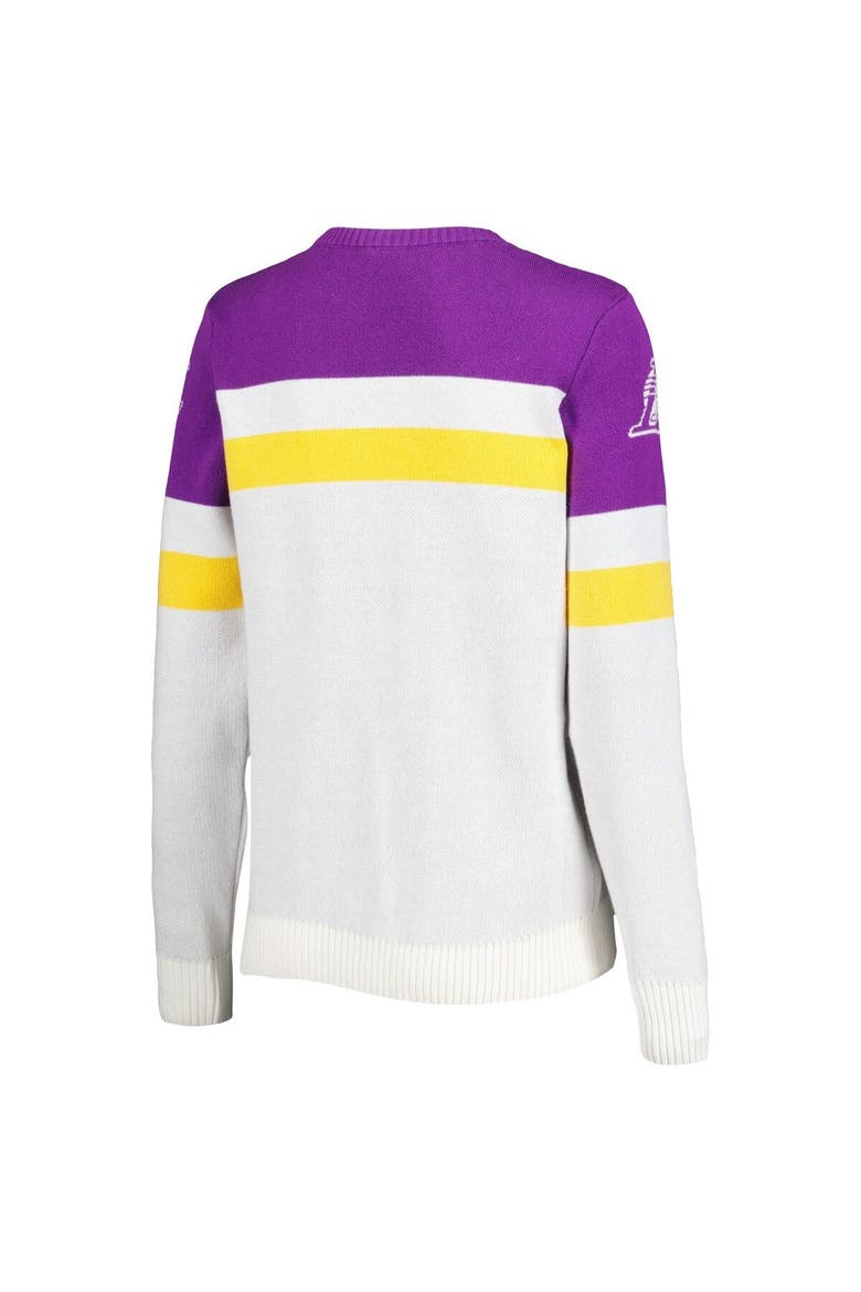 Women's Lusso Purple/Cream Los Angeles Lakers Dominique Pullover Sweater, Alternate, color, Purple