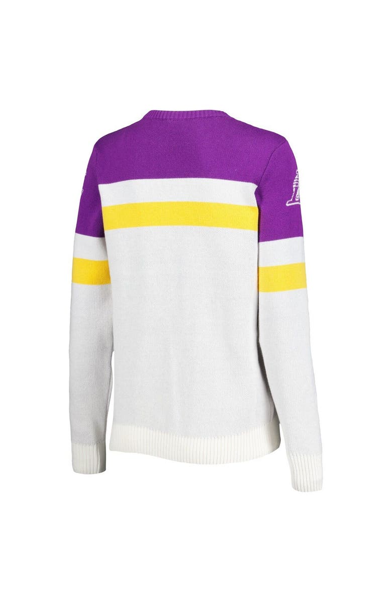 LUSSO Women's Lusso Purple/Cream Los Angeles Lakers Dominique Pullover Sweater, Alternate, color, Purple