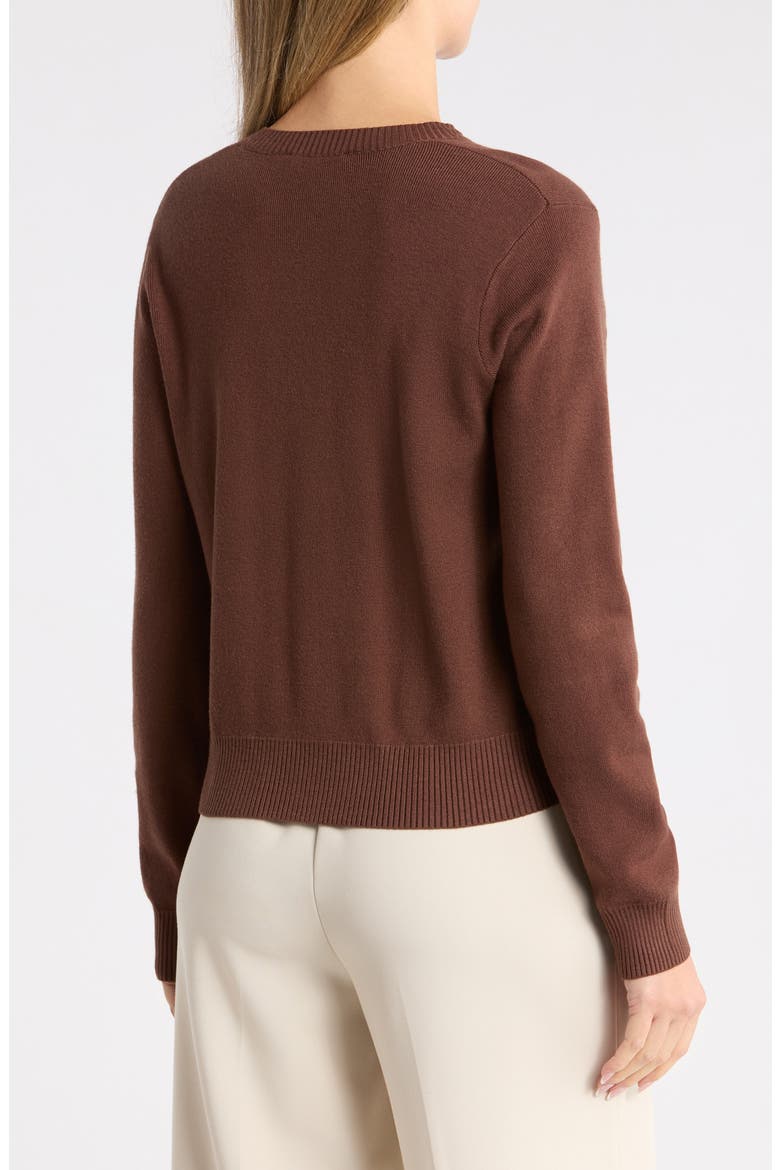 Floral Appliqu Cardigan, Alternate, color, TRUFFLE/ CREAM