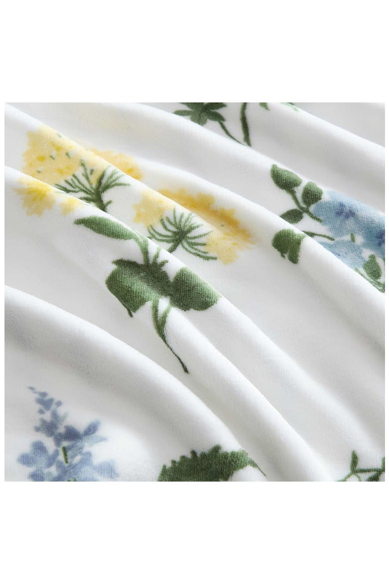 Josephine Reversible Floral Plush Throw, Alternate, color, WHITE/ PEARL PEACH/ GREEN