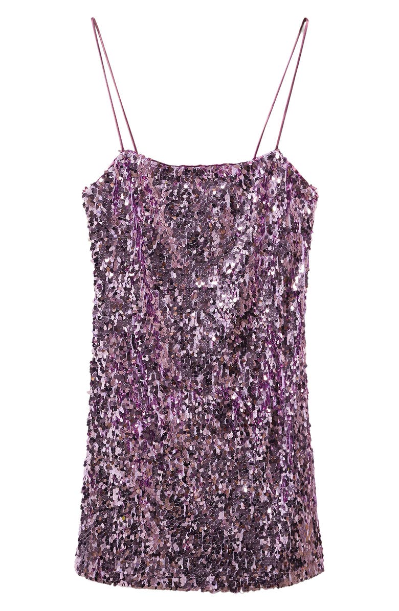 MANGO Spaghetti Strap Sequin Minidress, Main, color, 