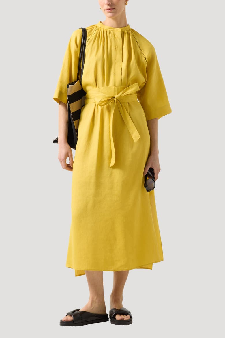 Linen Mix Dress Catelyn, Alternate, color, Yellow