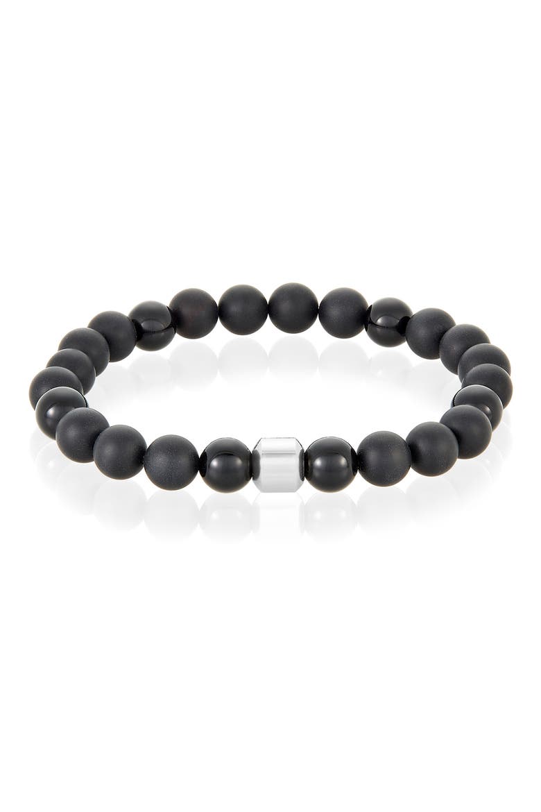Onyx Beaded Bracelet, Main, color, BLACK