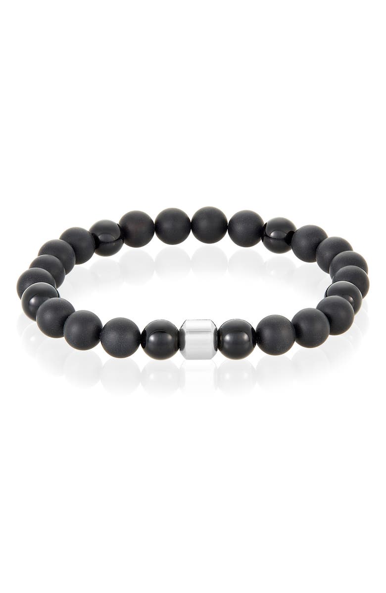 Adornia Onyx Beaded Bracelet, Main, color, Black