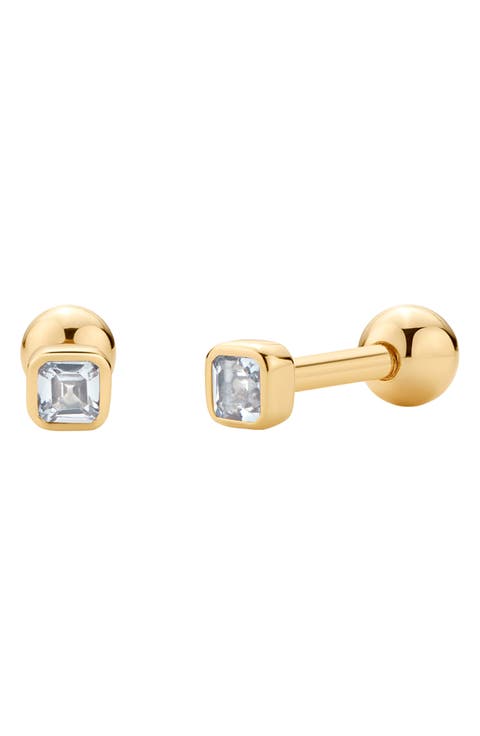 Cubic Zirconia Birthstone Stud Earrings