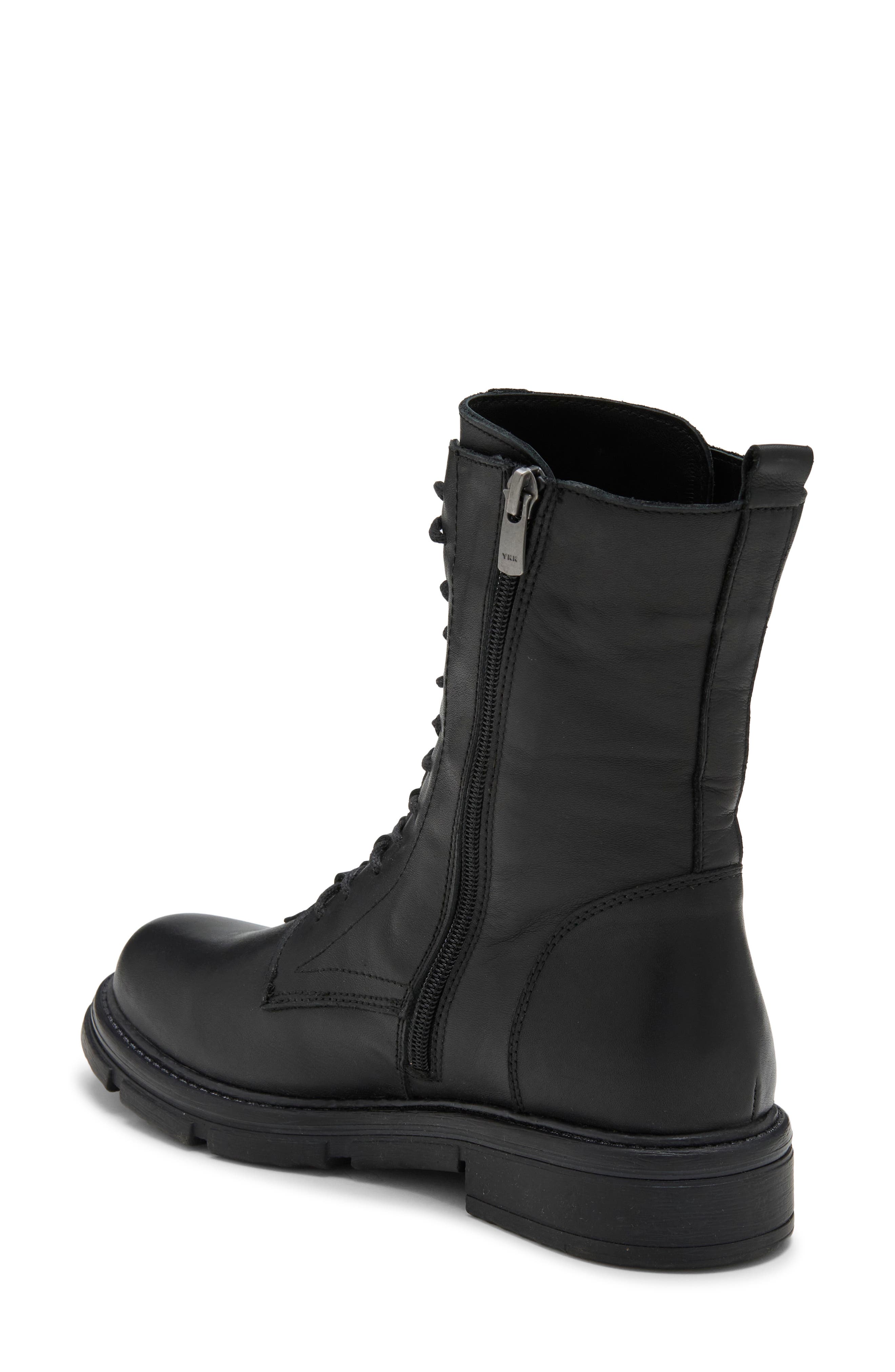 Issabel Leather Boot, Alternate, color, BLACK