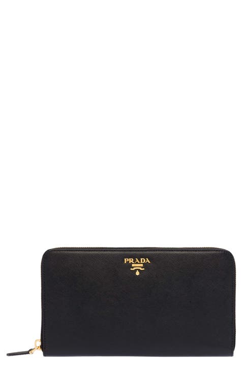 Oro Saffiano Leather Zip Around Wallet