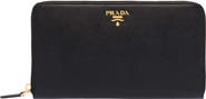 Prada Oro Saffiano Leather Zip Around Wallet