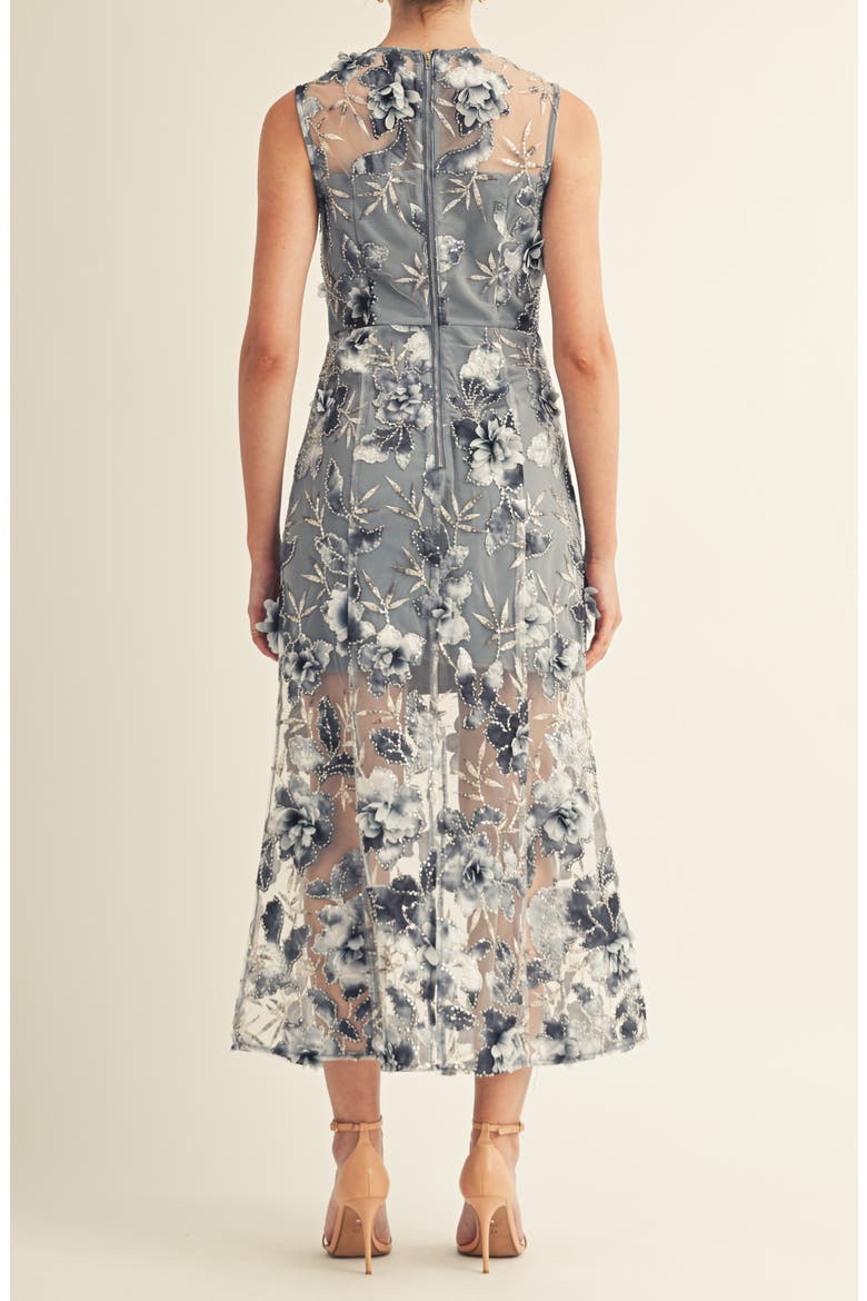 Sorelle Floral Embroidered Sheath Cocktail Dress, Alternate, color, MIDNIGHT BLUE