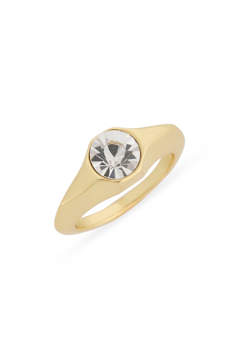 Hexagon CZ Signet Ring, Main, color, CLEAR/ GOLD