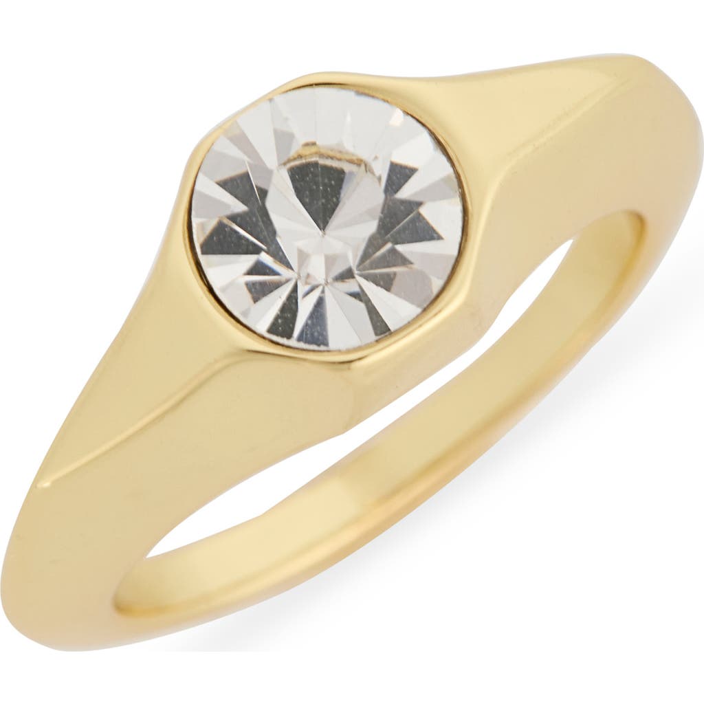 Covet Hexagon Cz Signet Ring In Gold