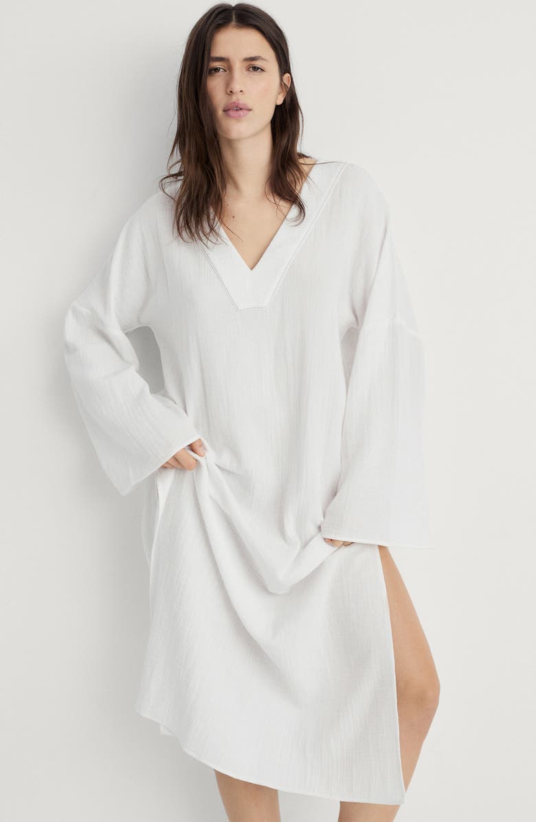 MANGO Oversize Pyjama Cotton Gauze Caftan, Alternate, color, 