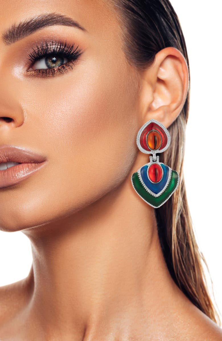 SPHERA MILANO Statement Drop Earrings, Alternate, color, Silver