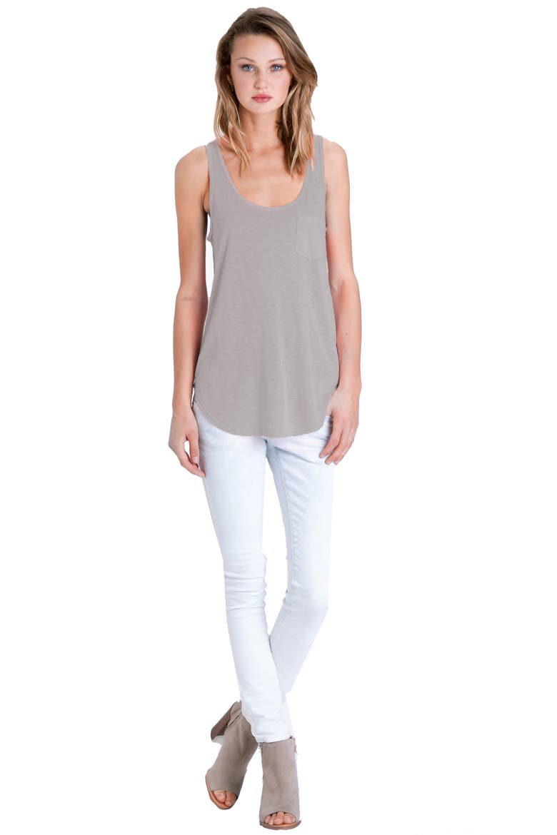 Boyfriend Pocket Tank, Main, color, HEATHER GREY