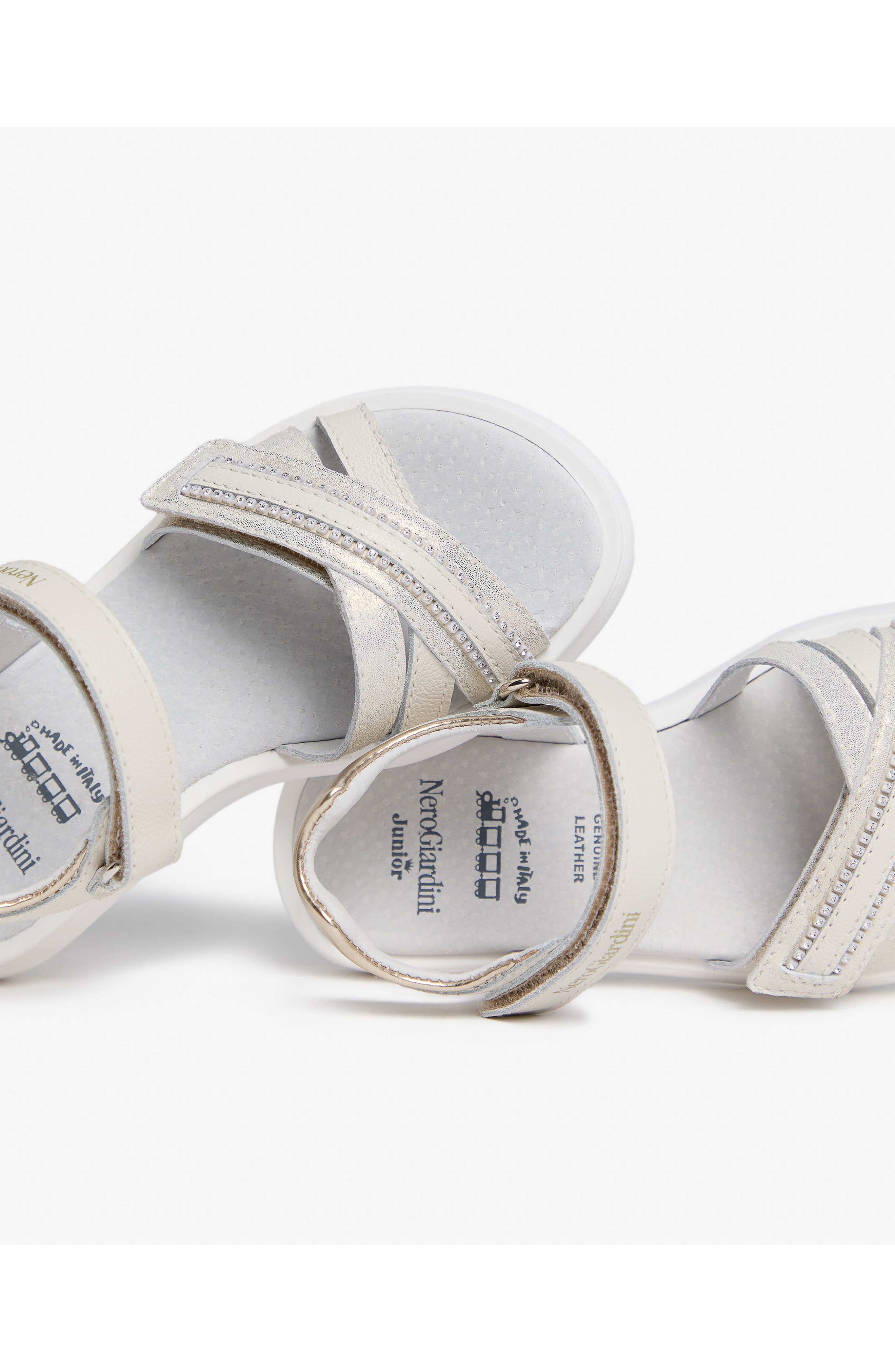NeroGiardini Sporty Sandal, Alternate, color, White/ Silver